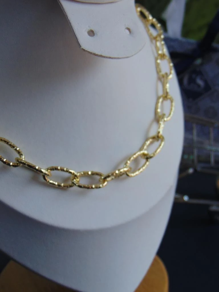 CHOKER RODIO DOR MAXI ESLABON OVALADO TALLADO 1CM |45CM LARGO 2
