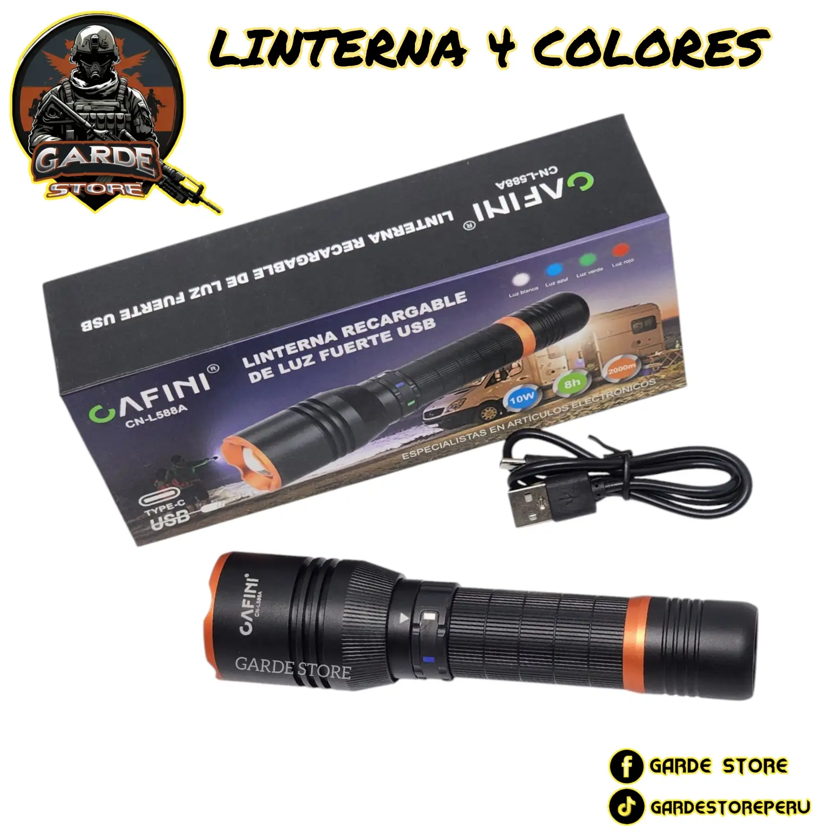 LINTERNA CAZA CAMPING 4 COLORES  2