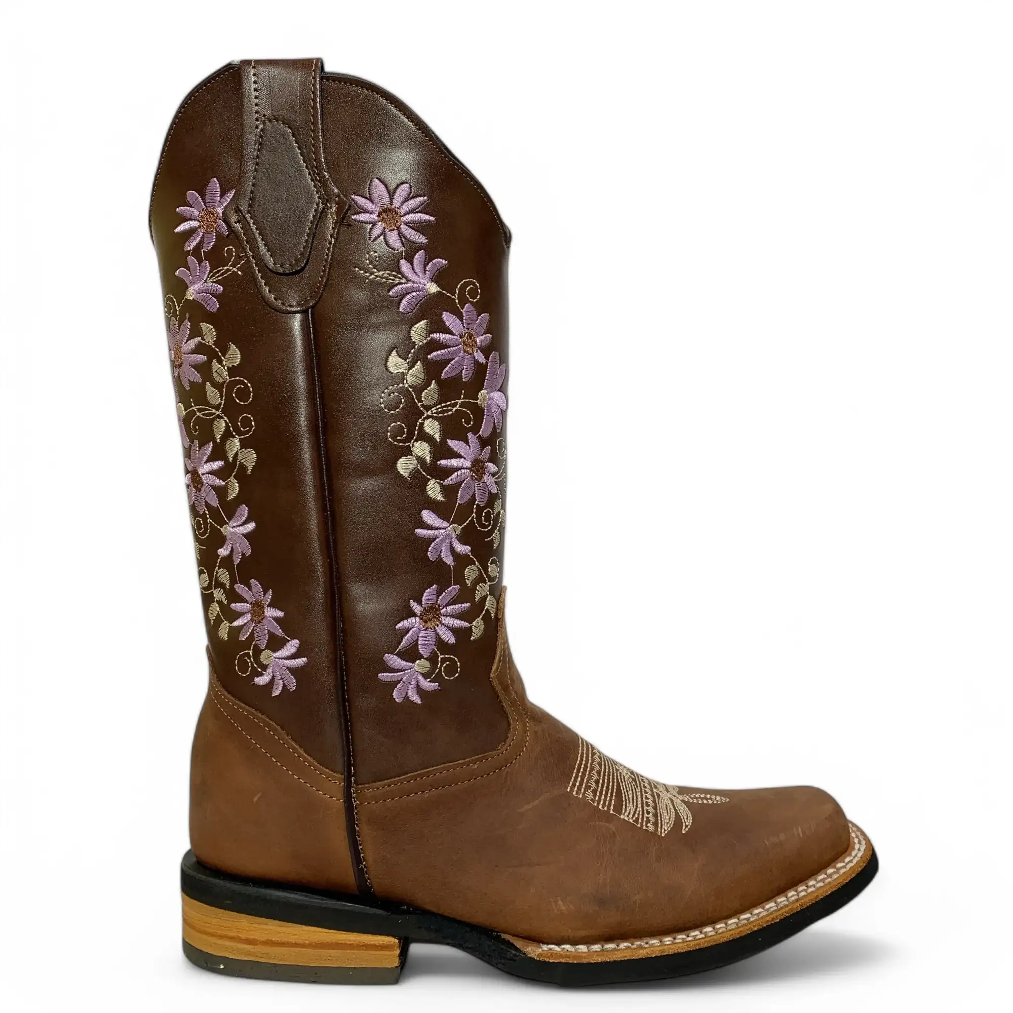 Bota Vaquera Dama Rodeo Flores Lila