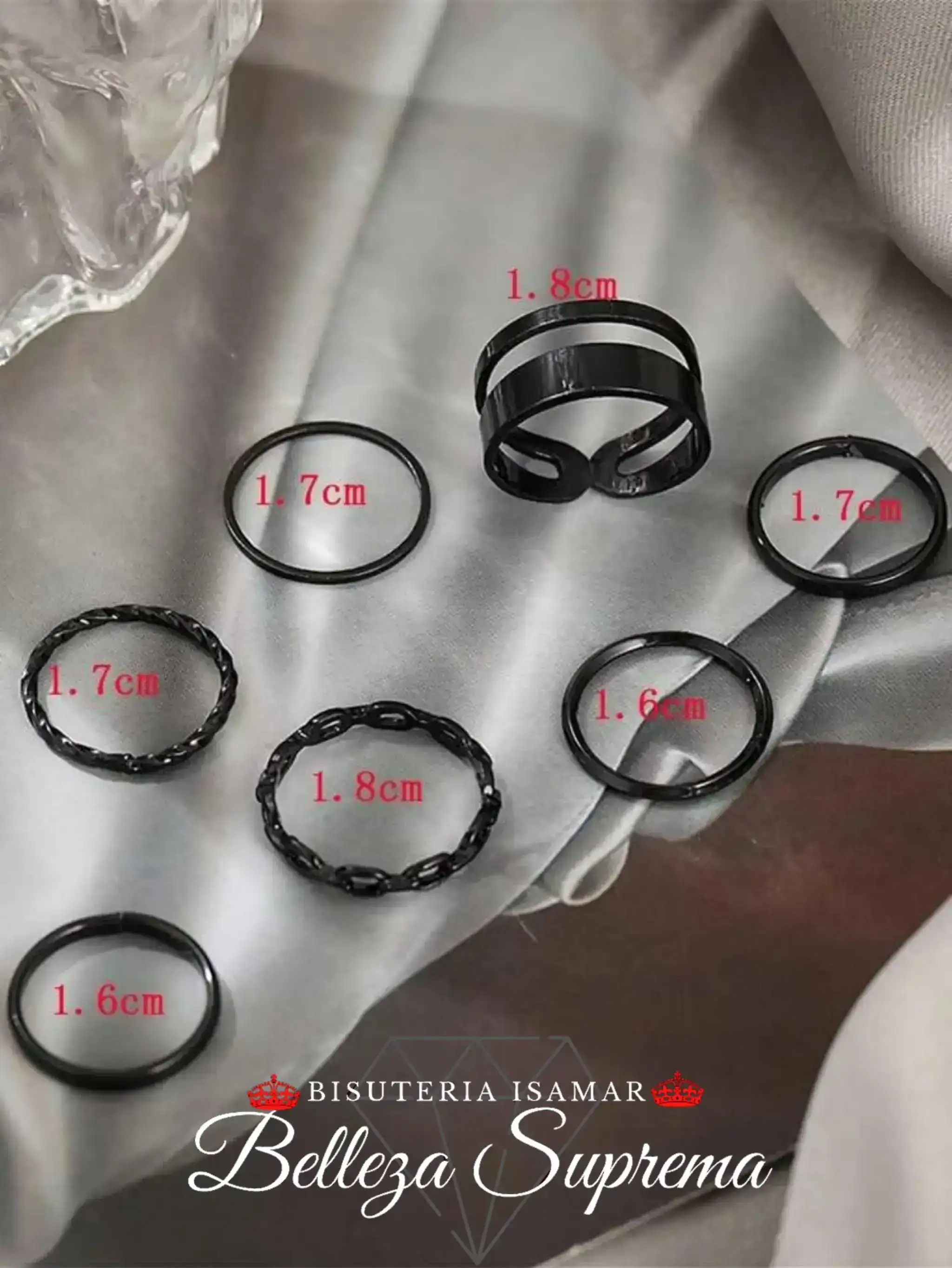 SET ANILLOS NEGROS MINIMALISTA 4