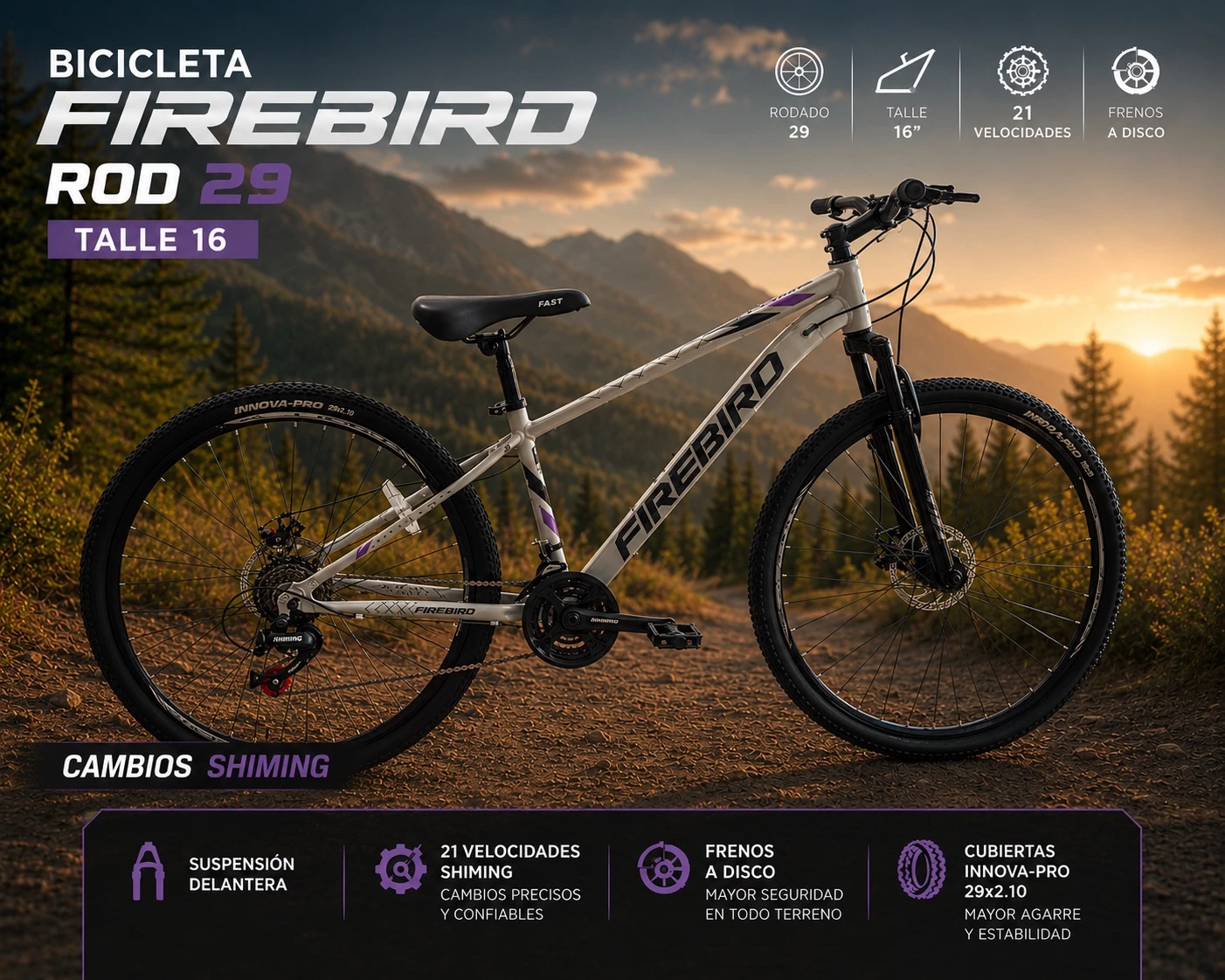BICICLETA FIREBIRD ROD 29 TALLE 16 CUADRO ALUMINIO