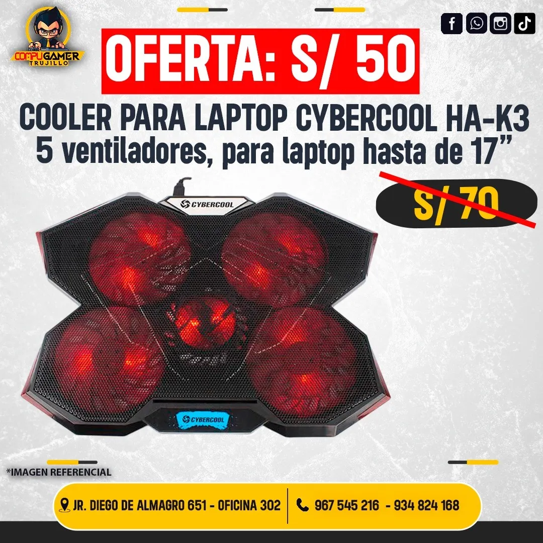 COOLER PARA LAPTOP CYBERCOOL HA-K3