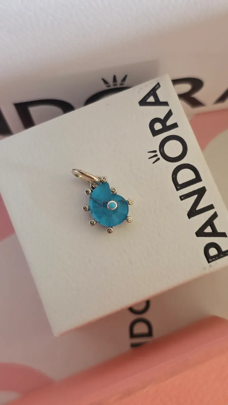 Pandora Blue Mutano Glass Sea Snail Dangle Charm 2