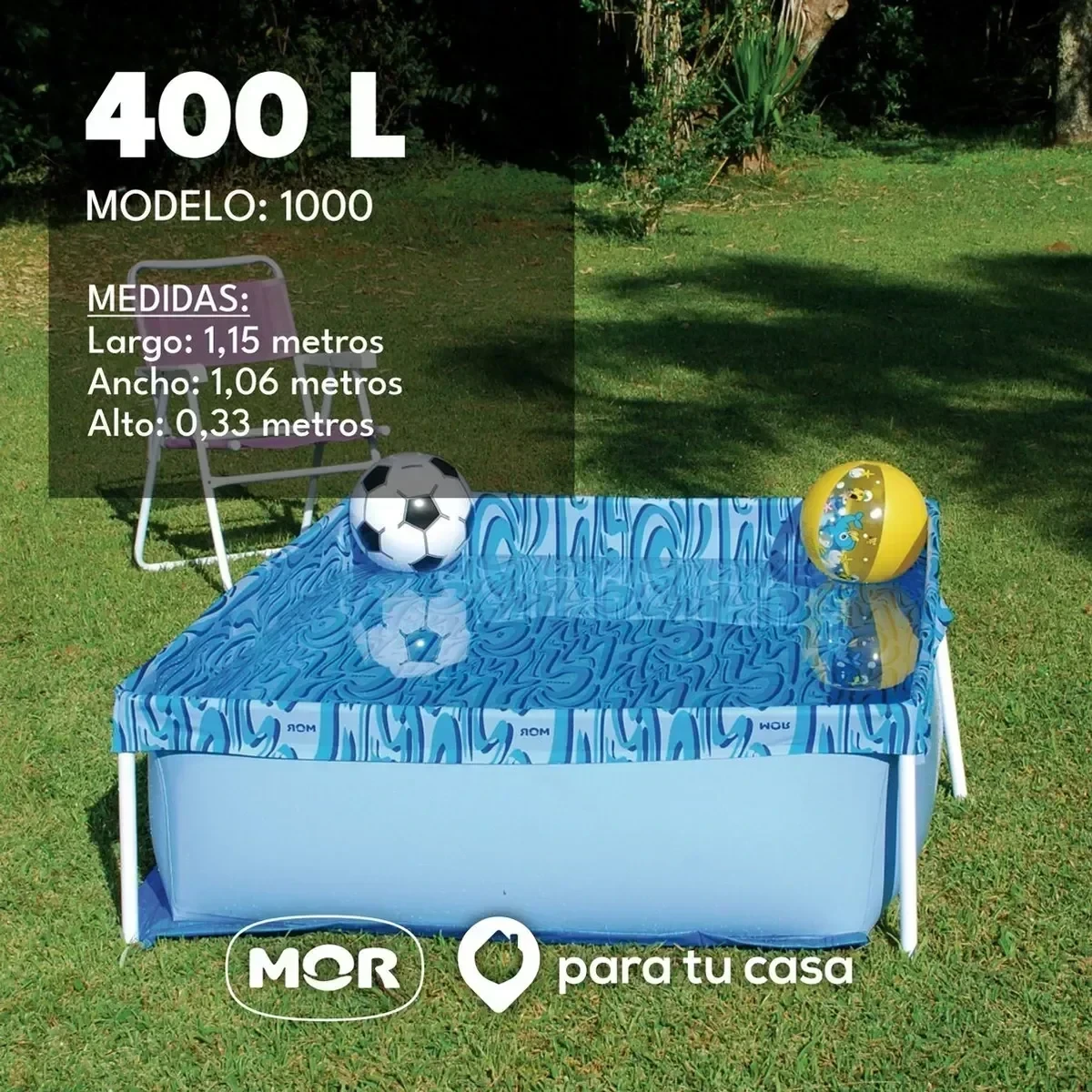 Pileta Lona Caño Infantil Niños Mor 400 Litros Verano Nueva