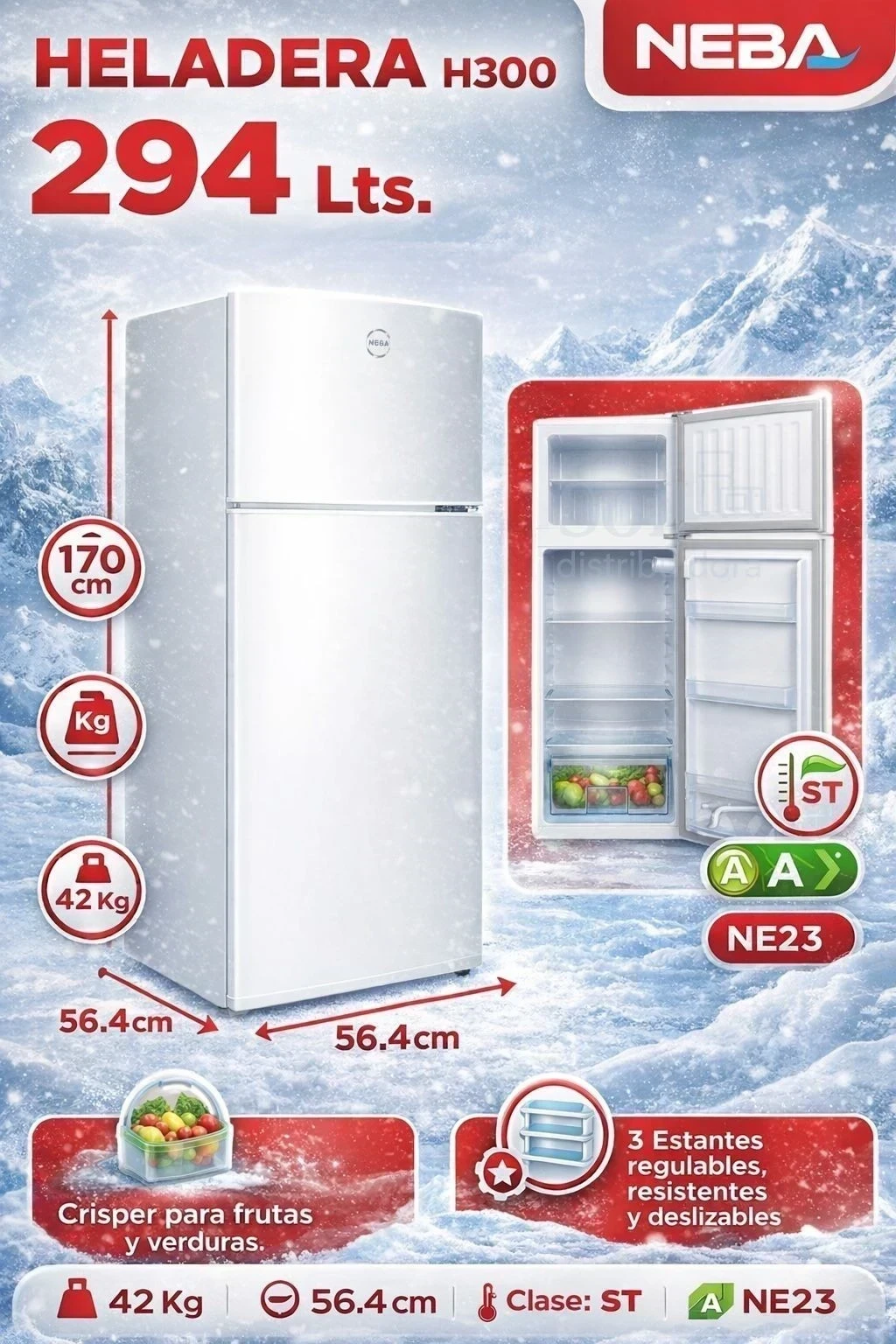 HELADERA NEBA 294LTS BLANCA 