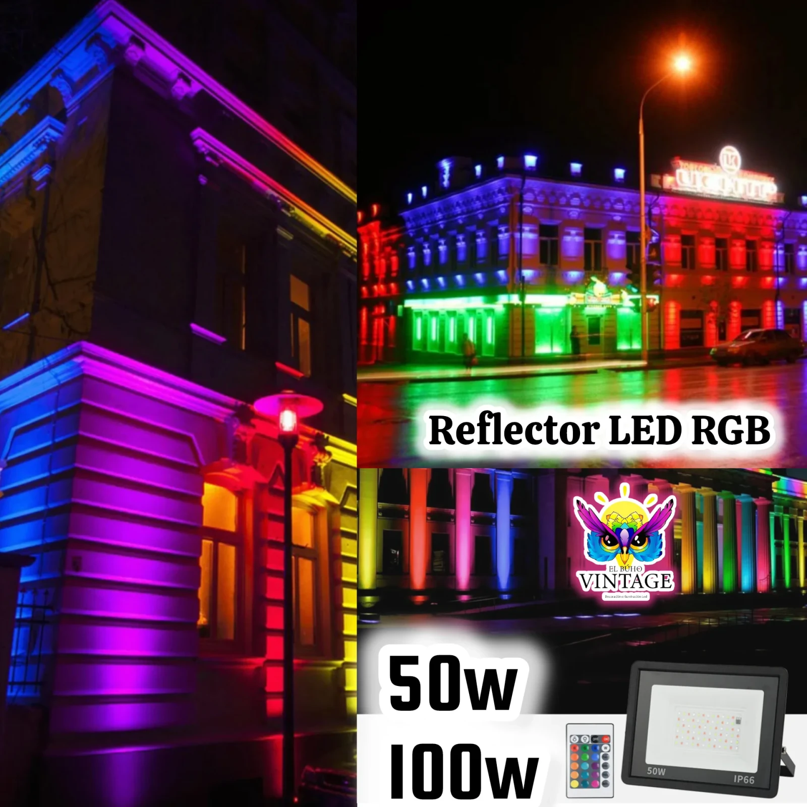 Reflector LED RGB 50w y 100w 8