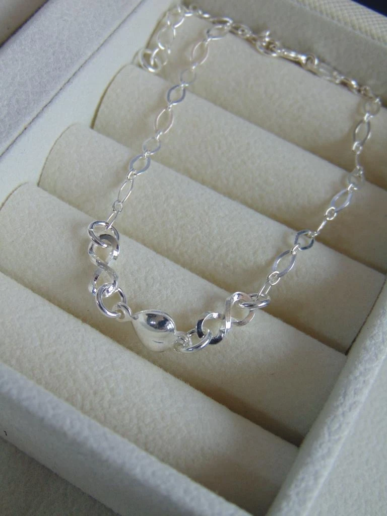 PULSERA PLATA LEY 925 OVALADA DIJES INFINITOS CORAZON GLOBO 3MM | 18CM  + 5CM EXTENSOR 2