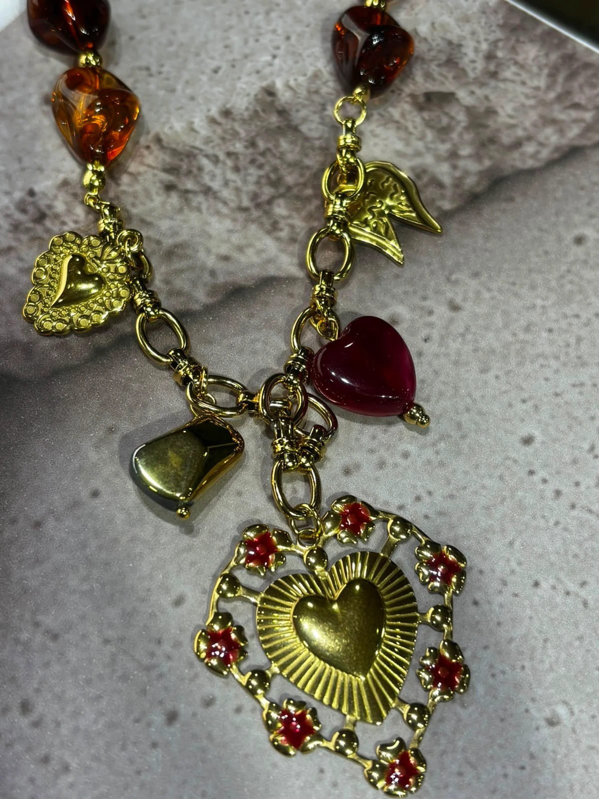 collar acero con enchape en oro 