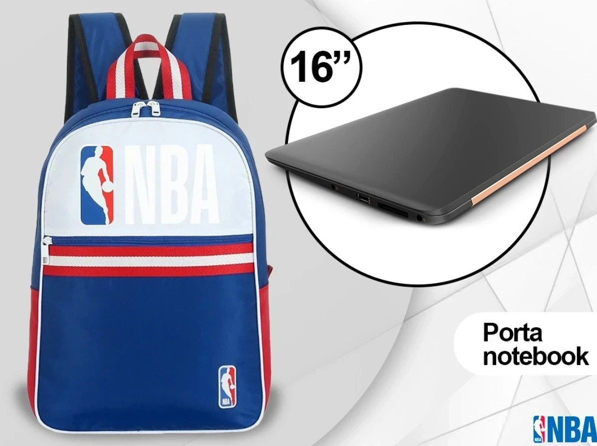 Mochila Urbana Nba Oficial Portanotebook Importada Blanco/azul Lis17o 5
