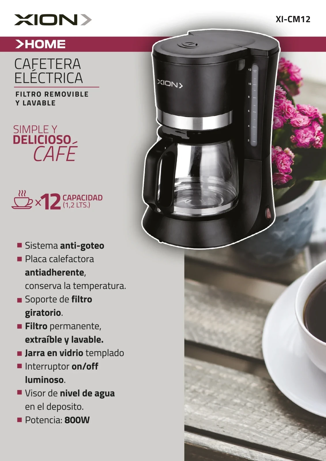 Cafetera de Goteo 12 Tazas 𝙓𝙄𝙊𝙉 2