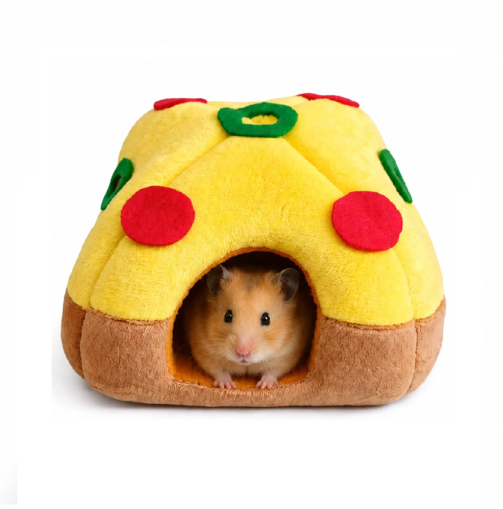 Cama Tipo Cueva Para Hamster Diseño Temático Pizza