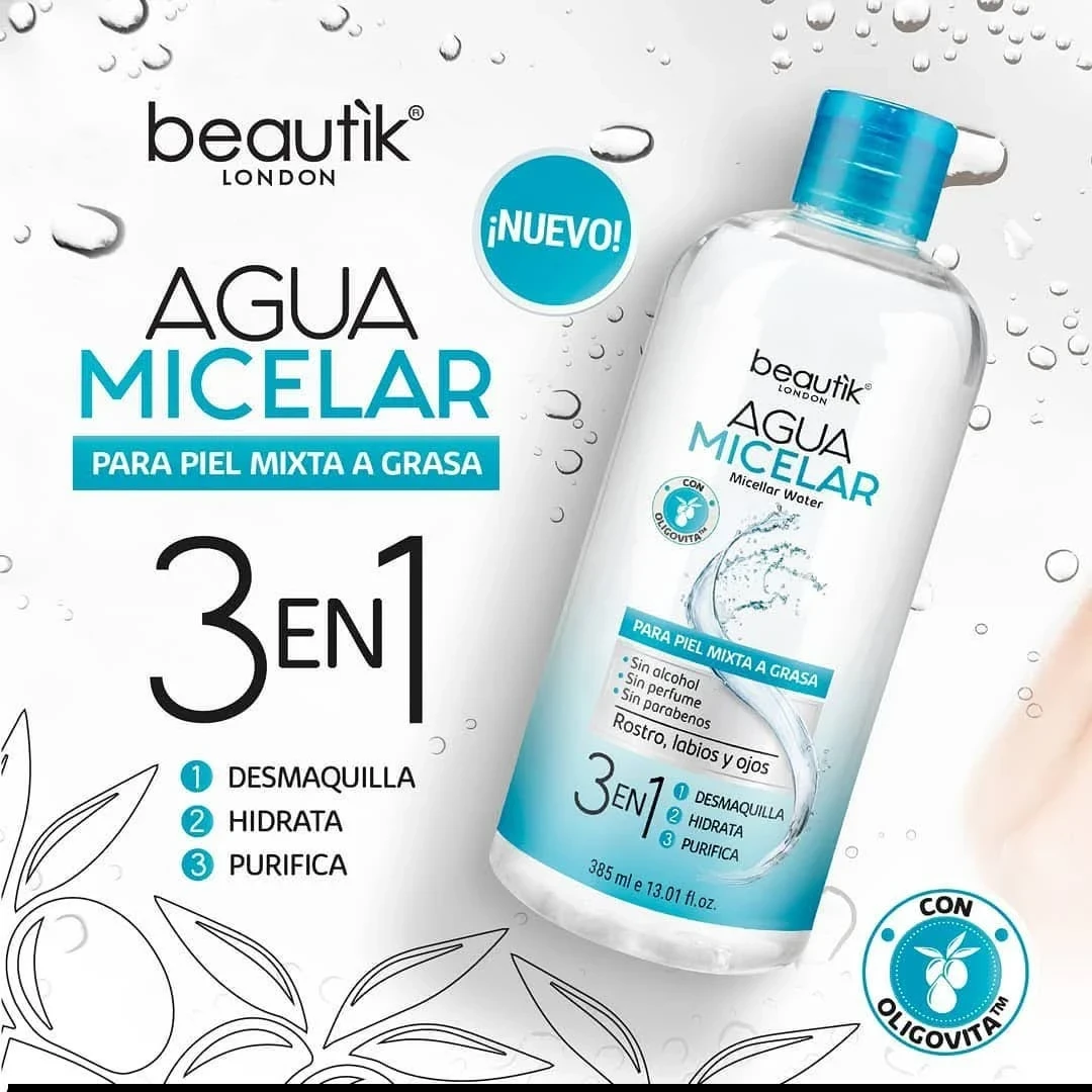 ¡Doble Acción! Agua Micelar Beautik London 3 en 1  385 ml | Rostro Limpio y Axilas Libres de Mal Olor  ☺️