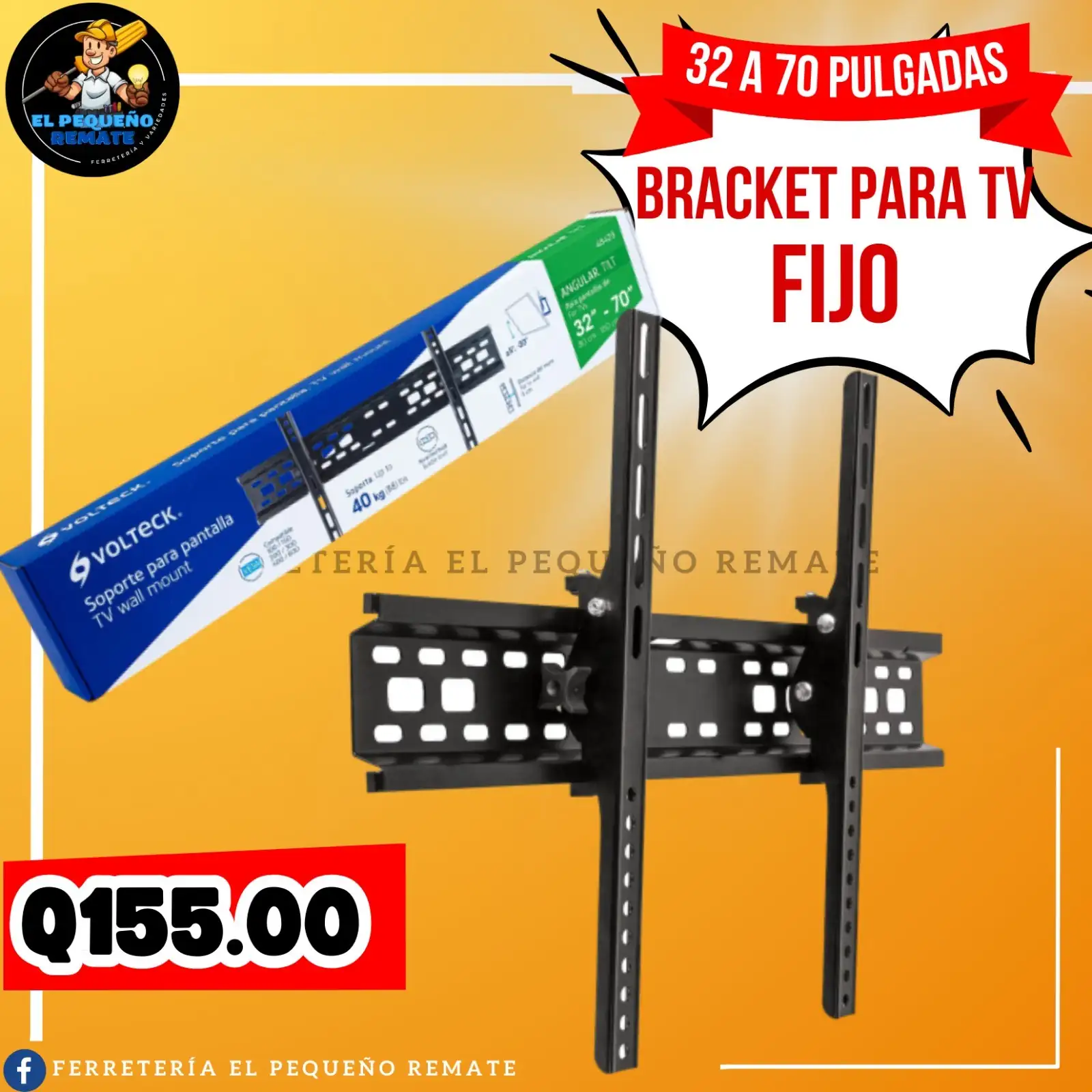 Bracket fijo 32"-70" Volteck