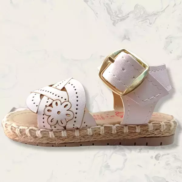Huaraches para niña, color blanco.  4