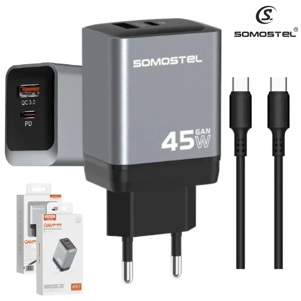 Cargador 45W + Cable Tipo-C A Tipo-C 𝙎𝙊𝙈𝙊𝙎𝙏𝙀𝙇