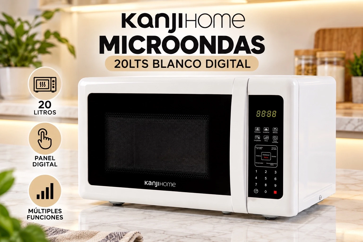 MICROONDAS KANJIHOME DIGITAL 20LTS BLANCO