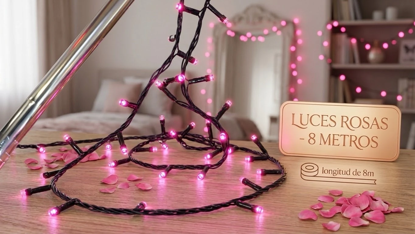 Serie de luces rosa. 8 metros. 100 luces 2