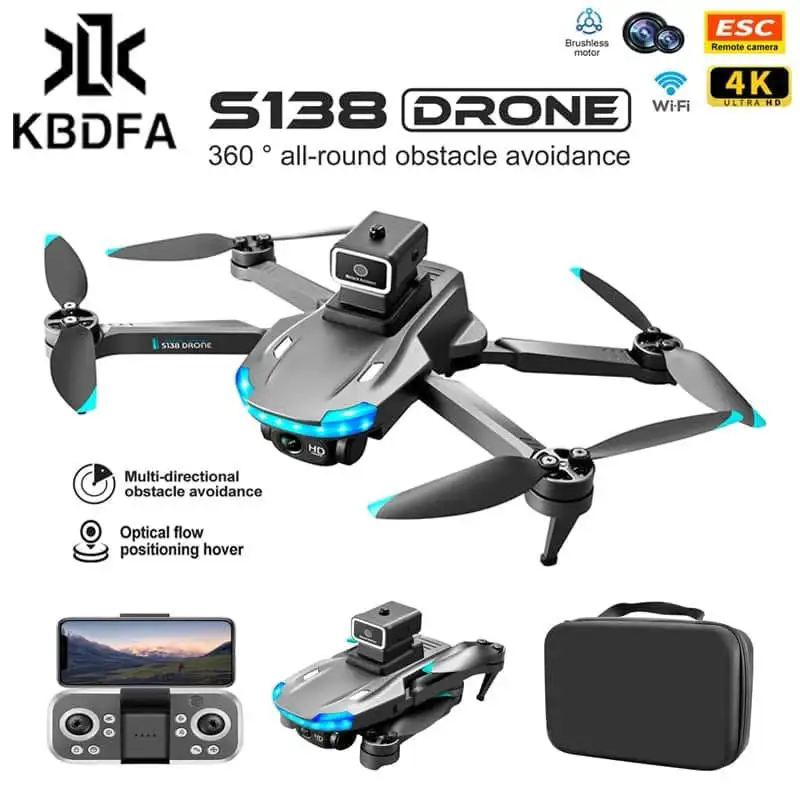 💥S138 Drone - GPS 8K Cámara dual profesional 5G Wifi FPV Evitación de obstáculos Cuadricóptero plegable Distancia de control remoto 3000M💥 3