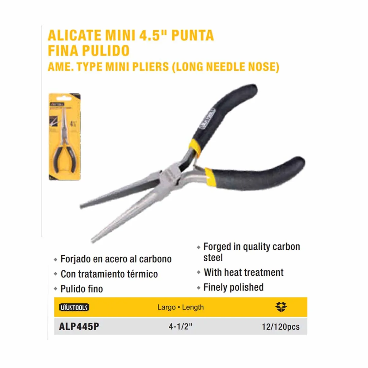 ALICATE MINI PUNTA LARGA UYUST (ALP445P) 4 1/2"