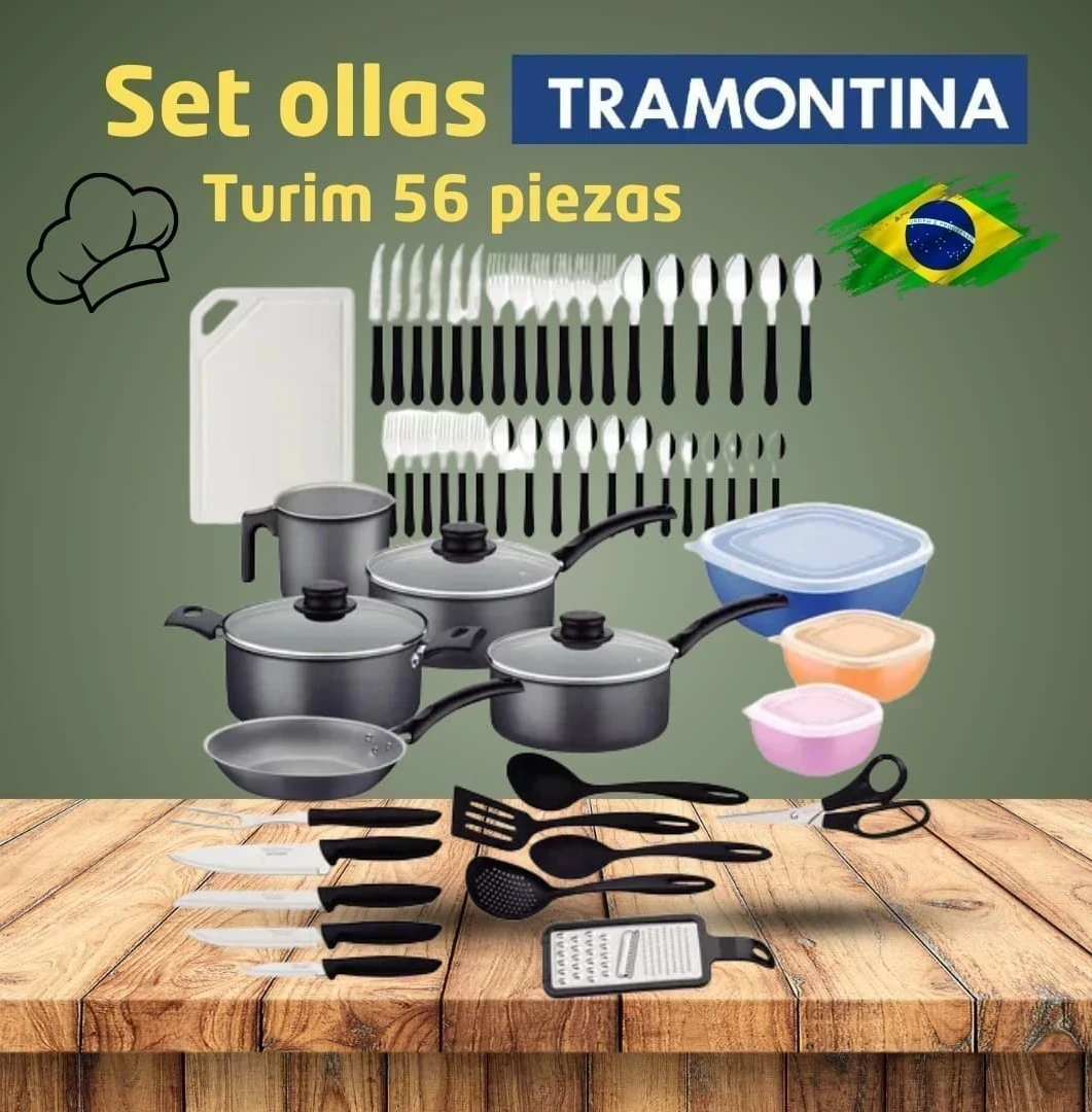 SET DE OLLAS TRAMONTINA TURIM 56 PIEZAS 