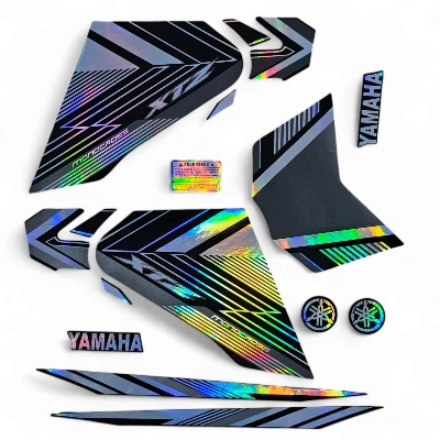 XTZ 125 Calcomanias 2021 Tornasol lineas negras con gris