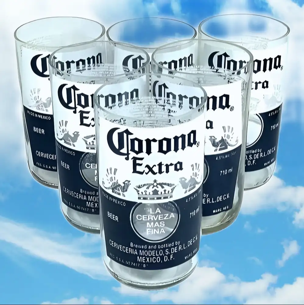 6 vasos de cerveza corona con botellas recicladas  2