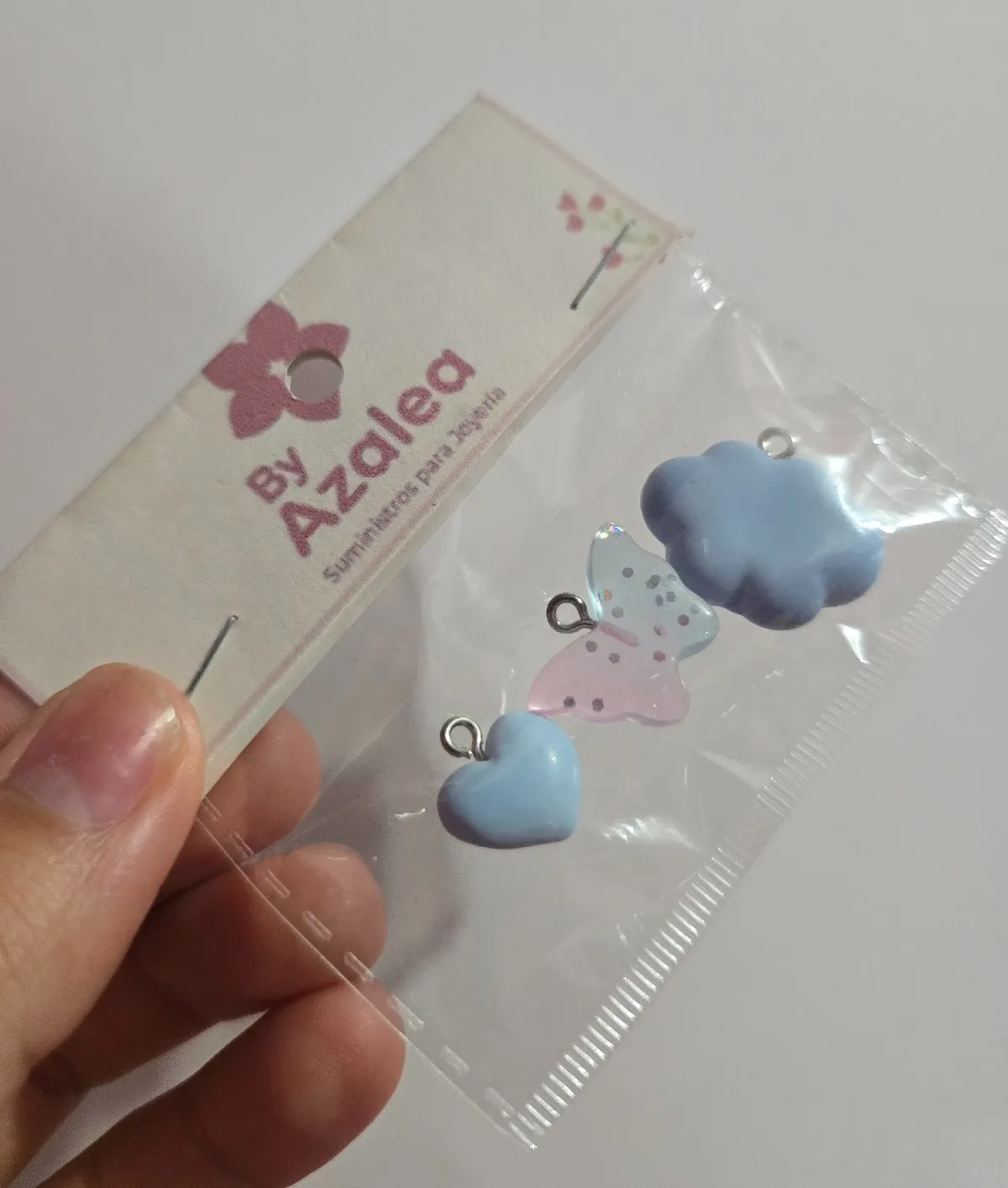 Dijes Corazón Mariposa Nube Celeste