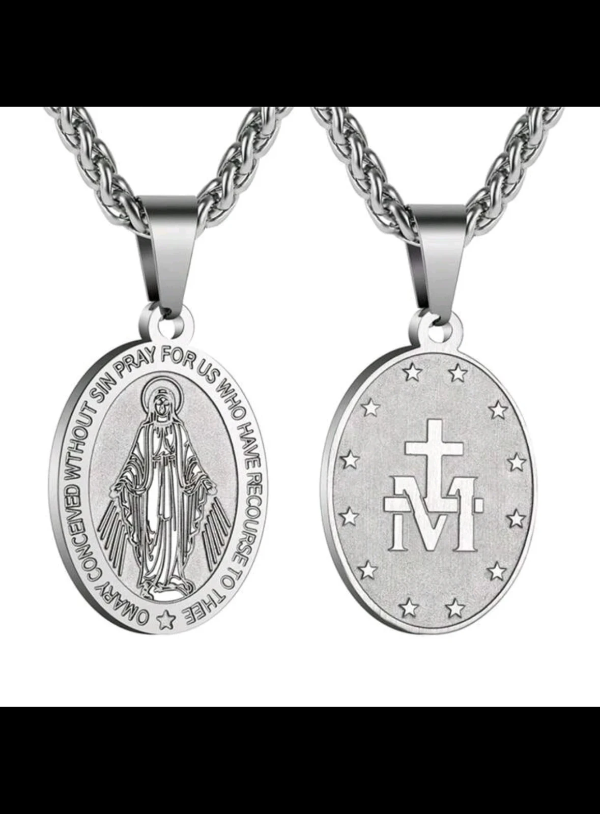 Cadena con Medalla Milagrosa de la Virgen María en Acero Inoxidable
