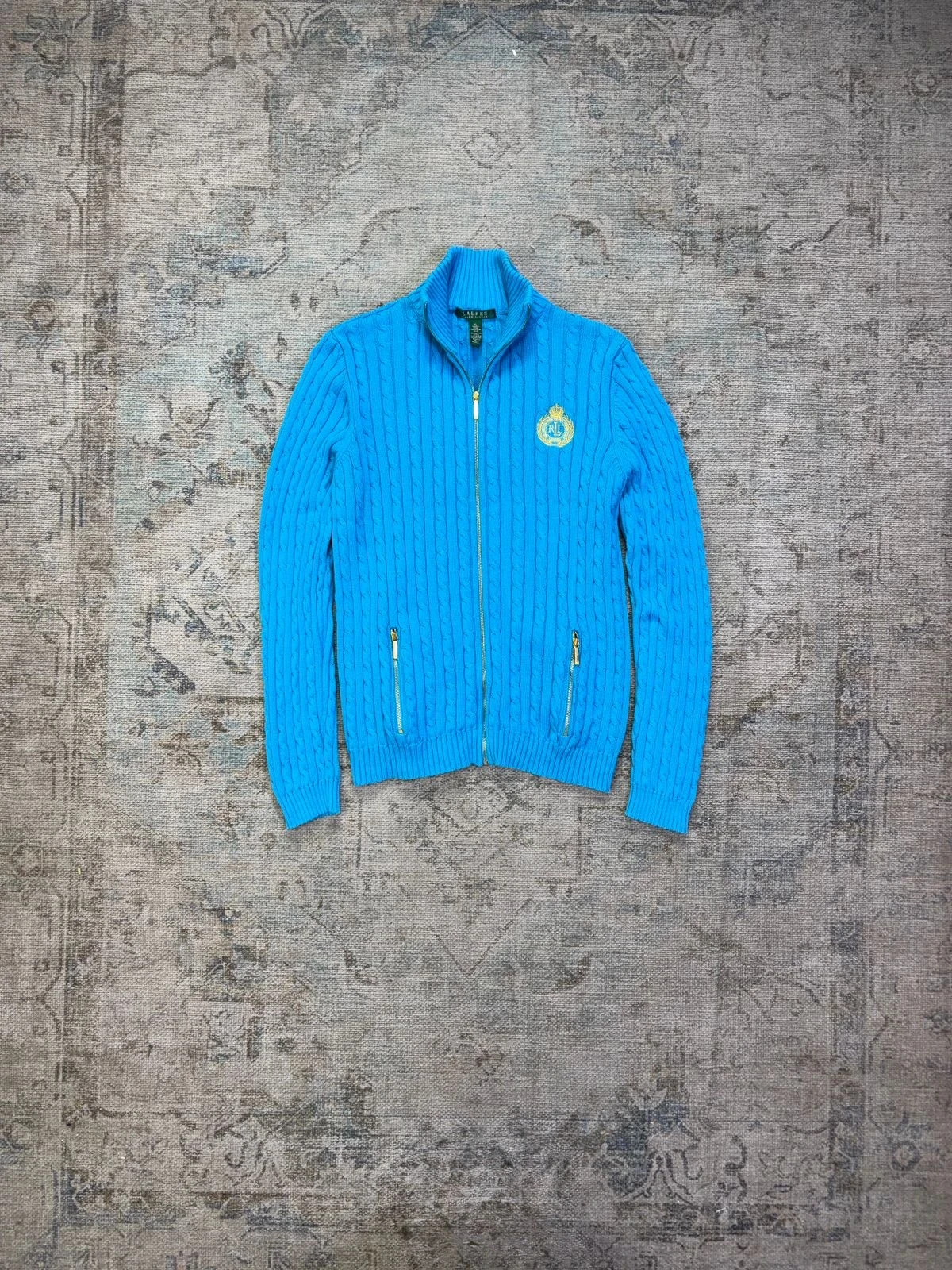LAUREN RALPH LAUREN CABLE-KNIT FULL-ZIP SWEATER 3