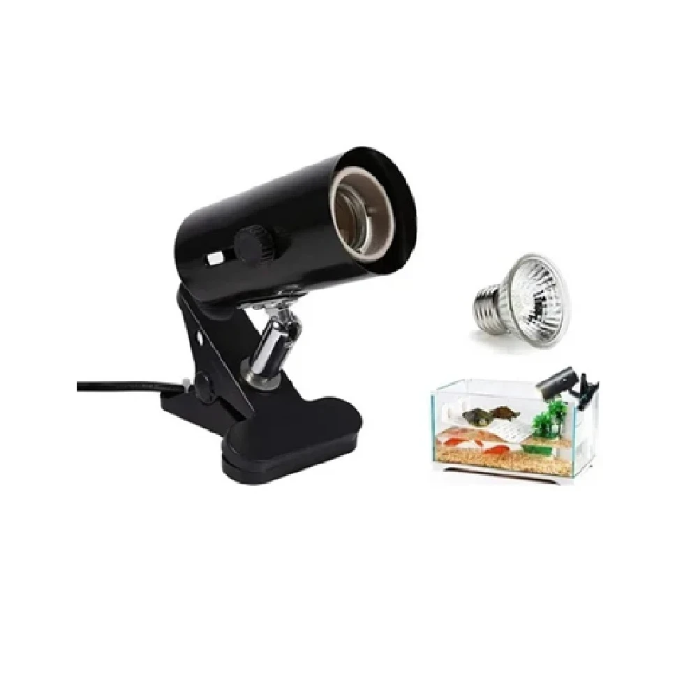 Kit de soporte de lámpara fija negra más foco UVA+UVB 75w