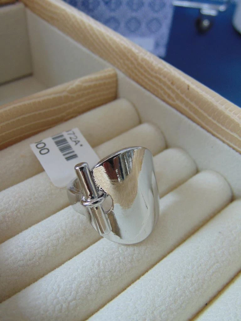 ANILLO ACERO PLATE GRUESO LISO GANCHO 3