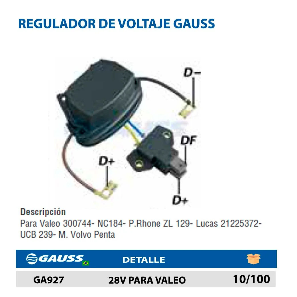 REGULADOR DE VOLTAJE GAUSS 28V PARA VALEO