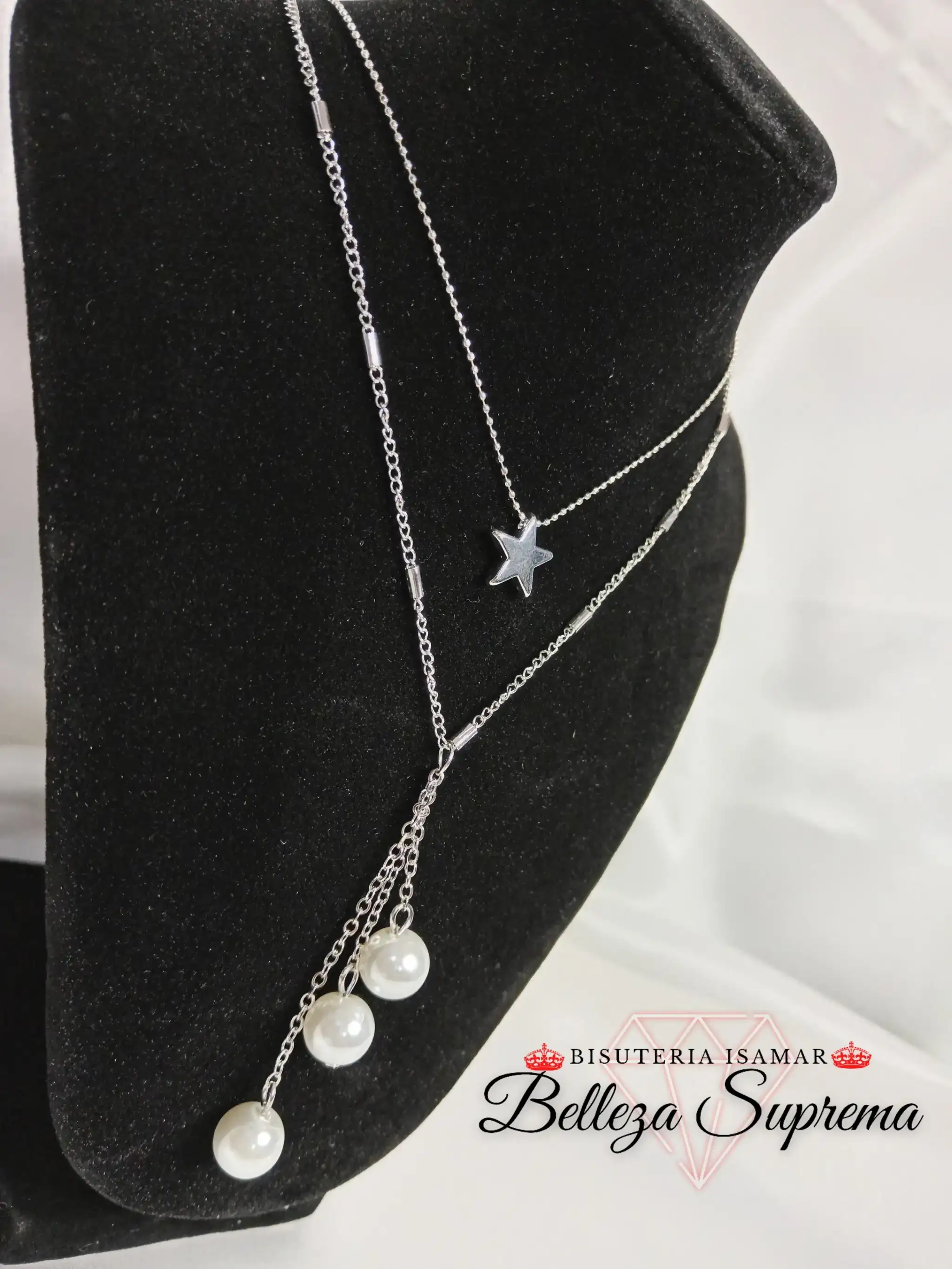 COLLAR DOBLE CAÍDA PERLAS Y ESTRELLA 4