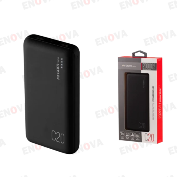 Power Bank C20 20,000 mAh, 2 puertos, negro