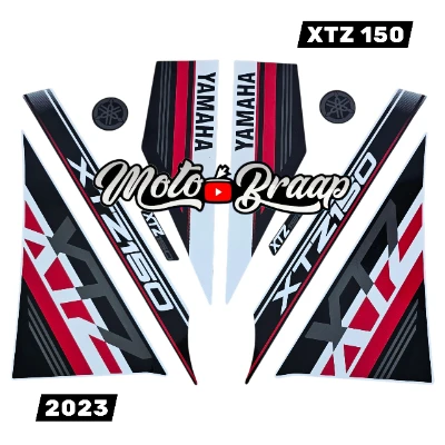 XTZ 150 Calcomanias 2023 rojo negro gris blanco