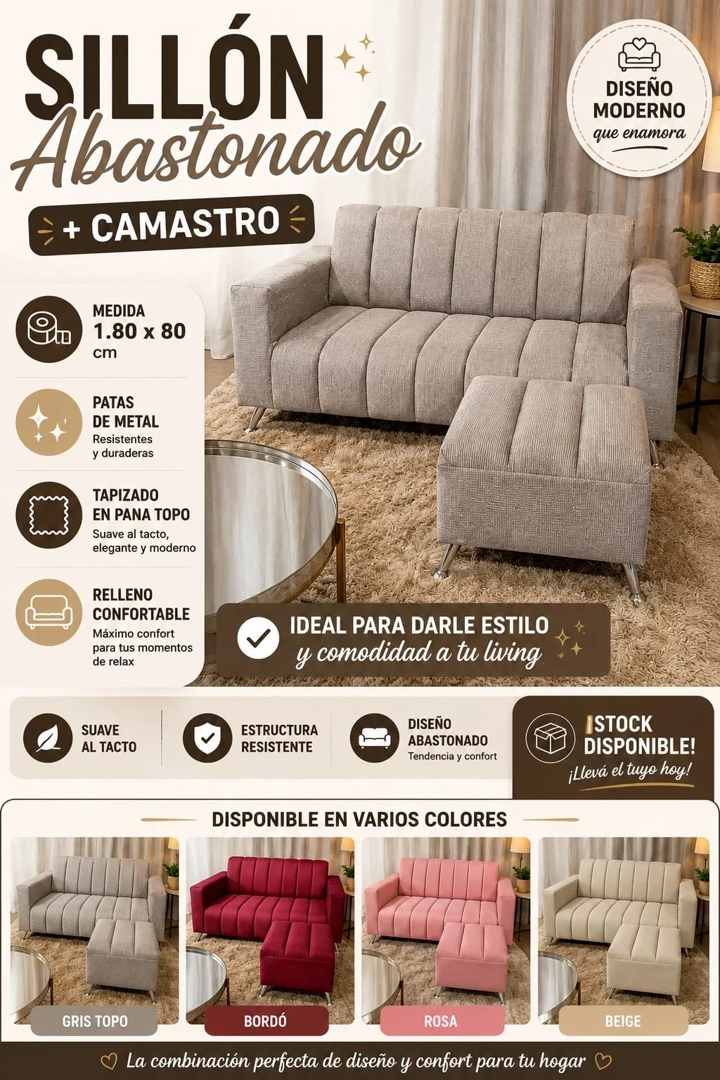 SILLON CANELON 3 CUERPOS