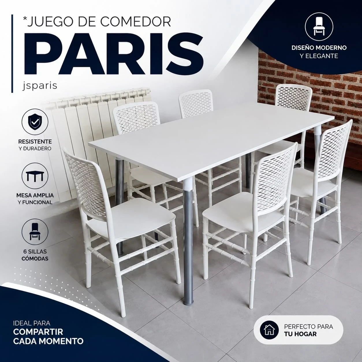 JUEGO DE COMEDOR PARIS MESAS Y SILLAS