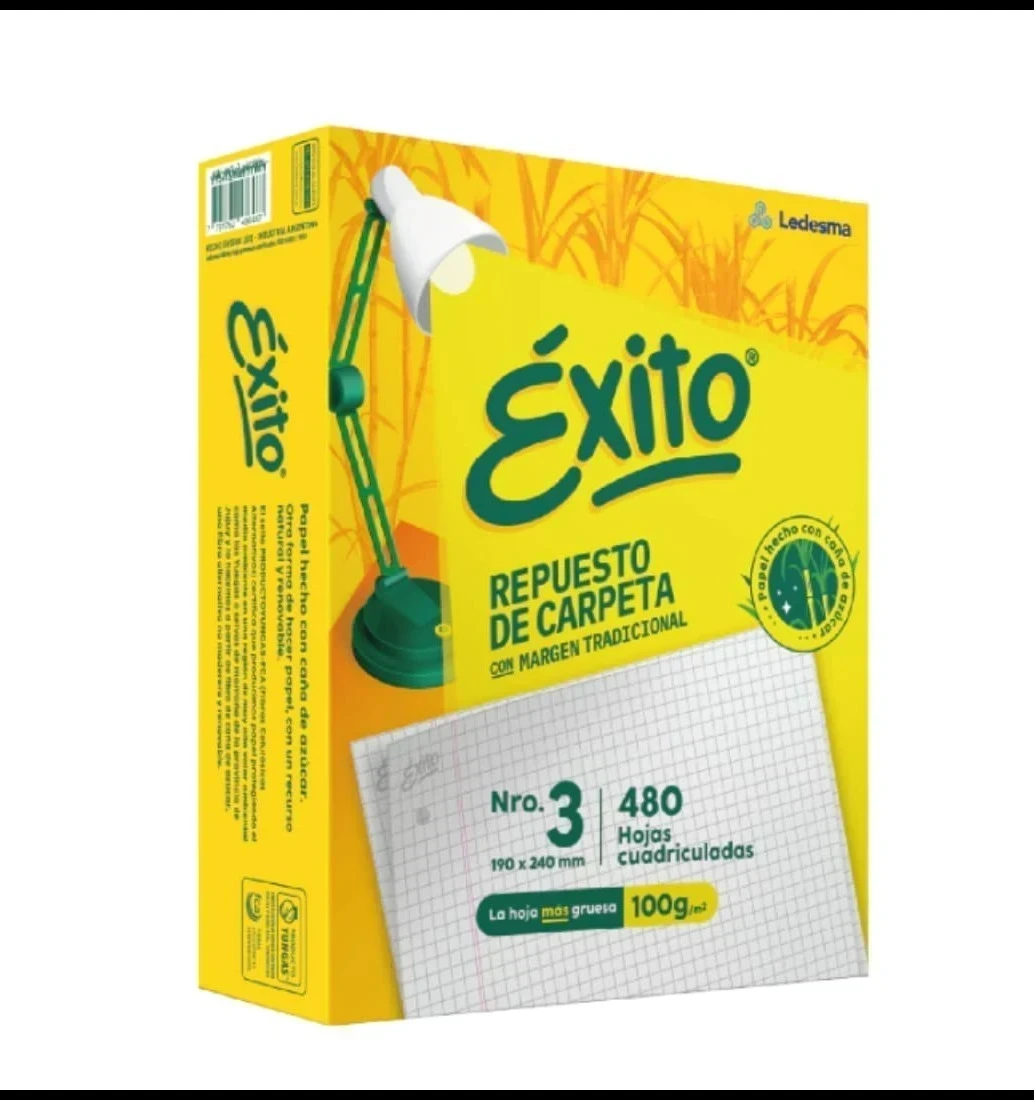 Repuesto de hojas cuadriculadas con margen tradicional Exito