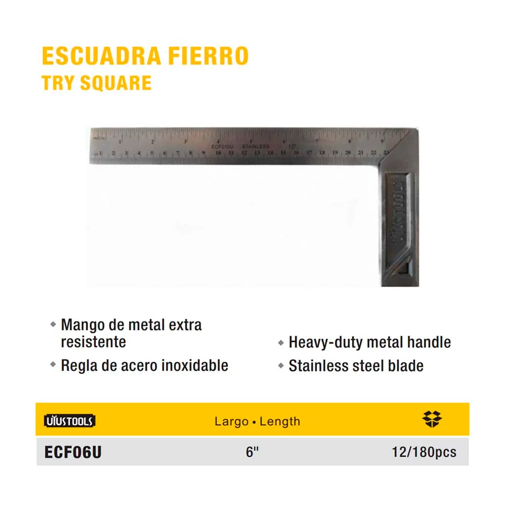 ESCUADRA DE FIERRO UYUST 6" INOX