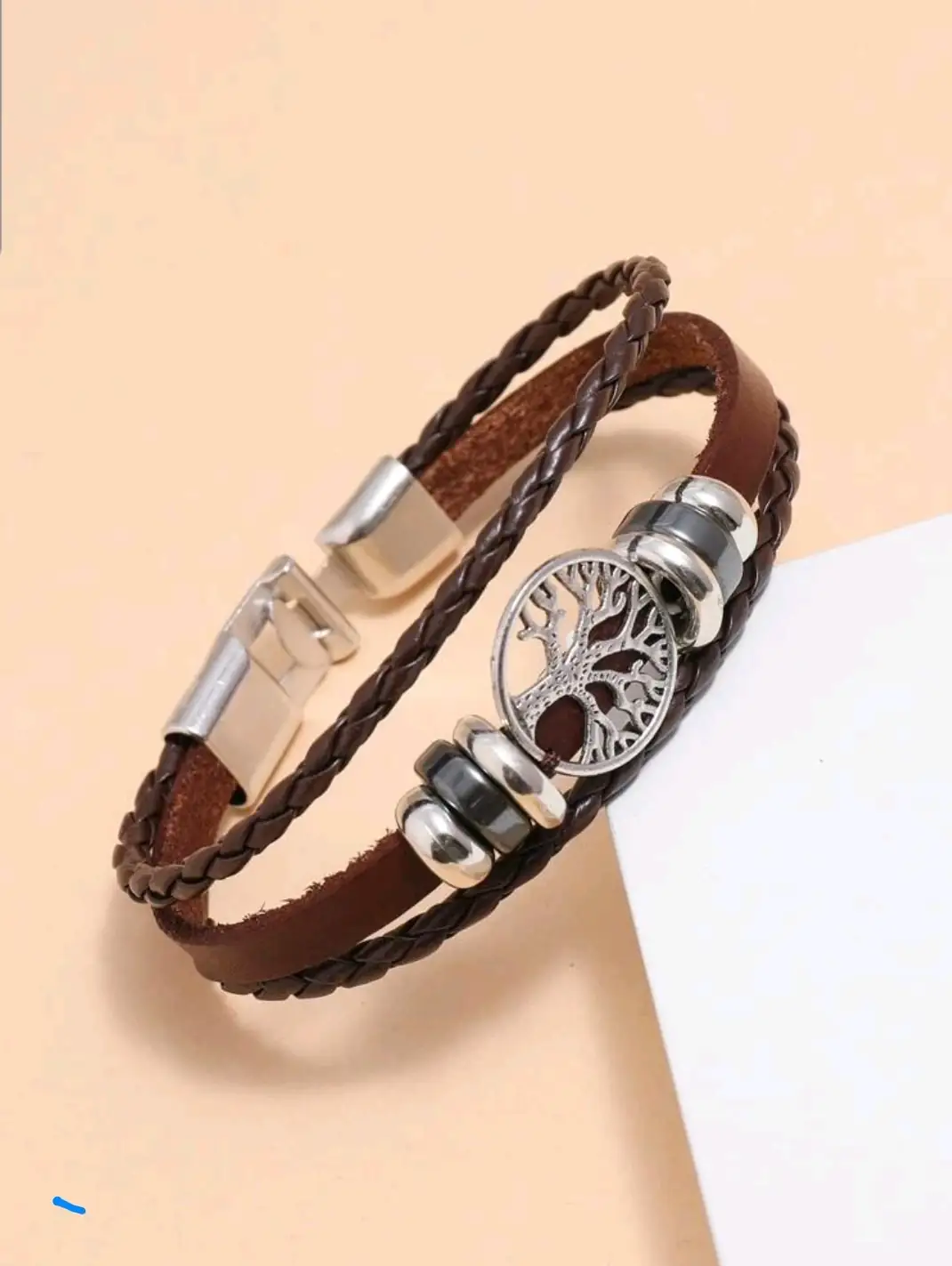 Pulsera de cuero con Árbol de la vida
