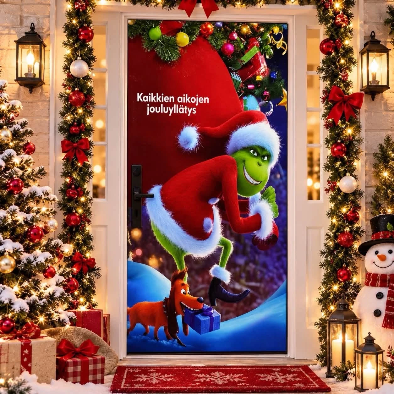 CUBRE PUERTAS GRINCH 2.1 metros x 1 metro 3