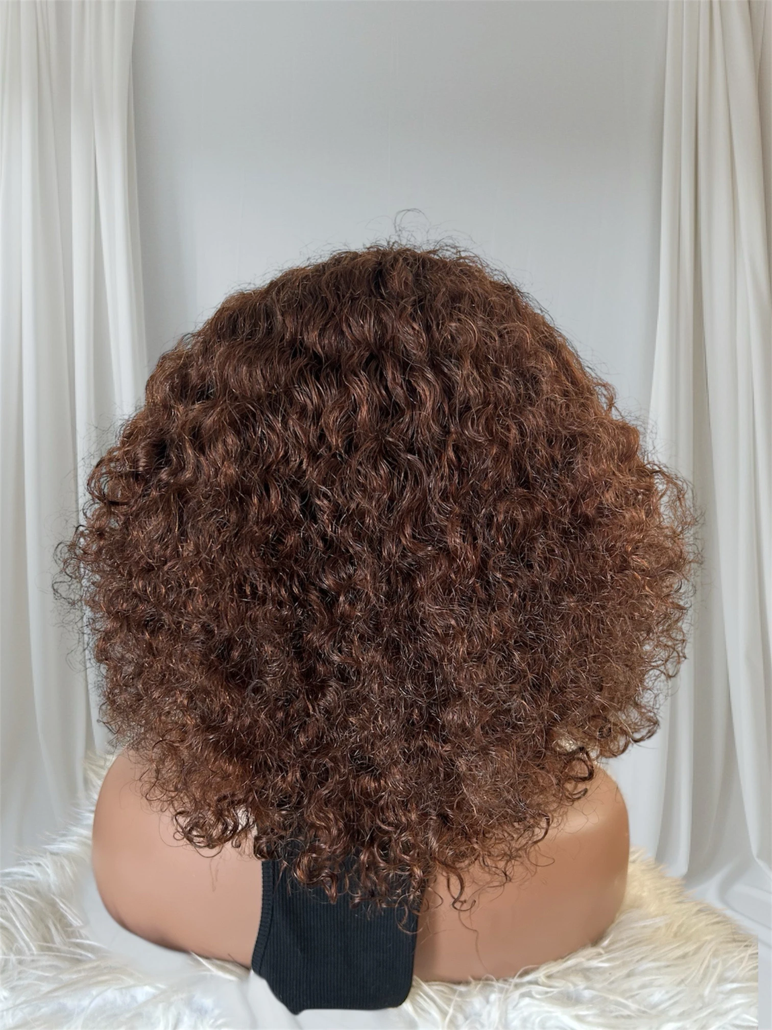 Peluca Rizada cabello humano de 14 pulgadas , color brown, frontal lace 13x4 4