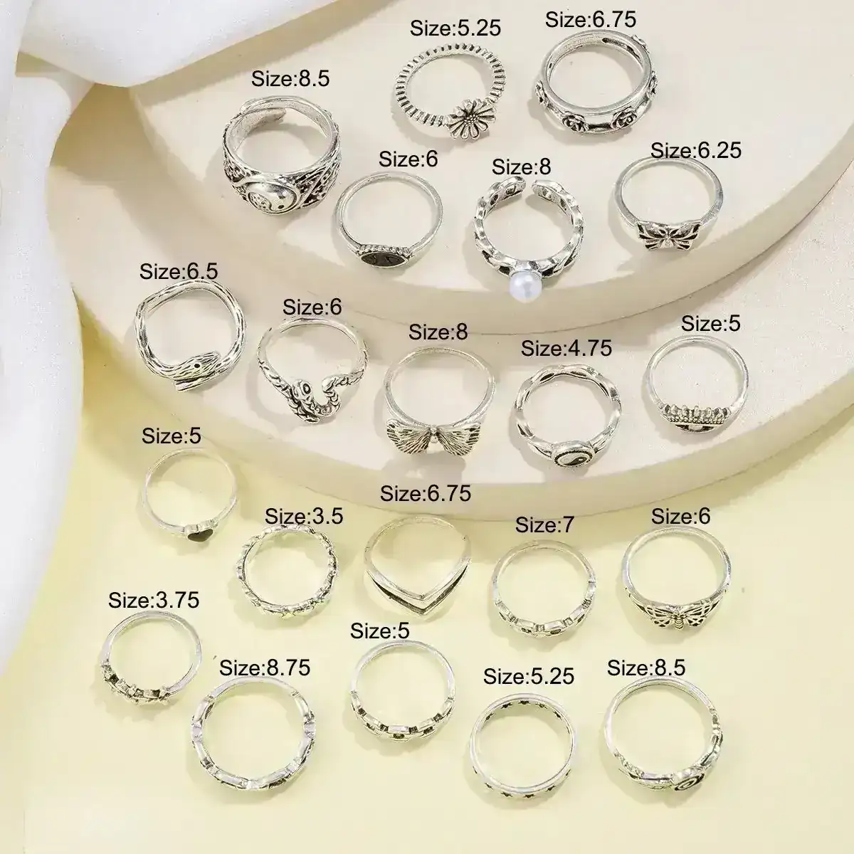 Set x21 Anillos Burea Plateados REF: D14 4