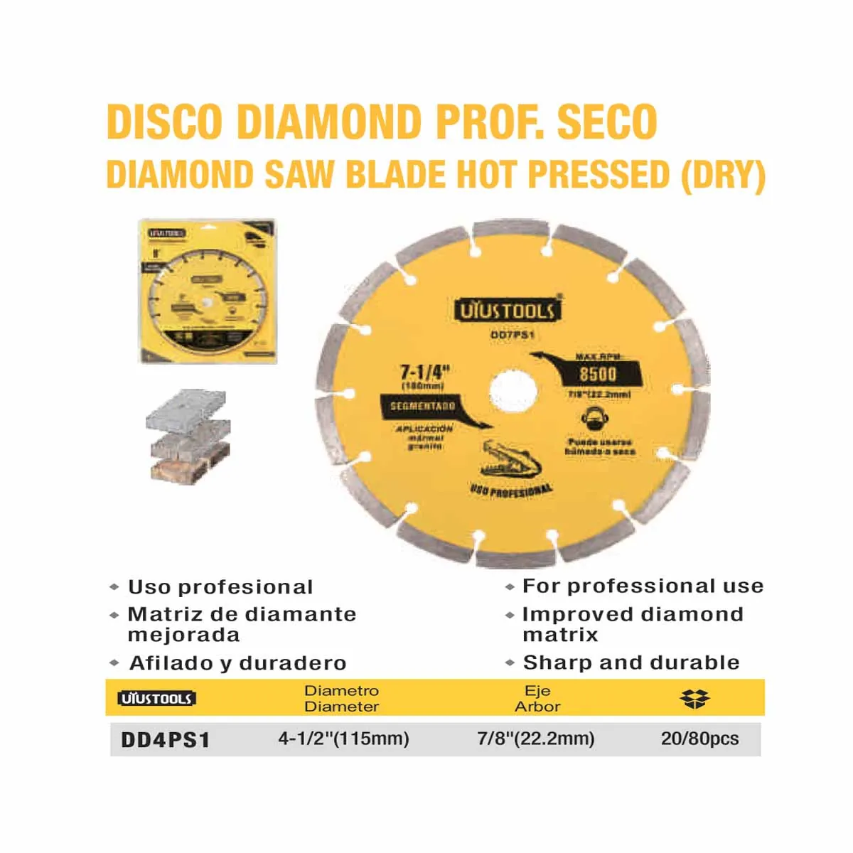 DISCO DIAMANTADO SEGMENT Concreto UYUST PRO 4 1/2"