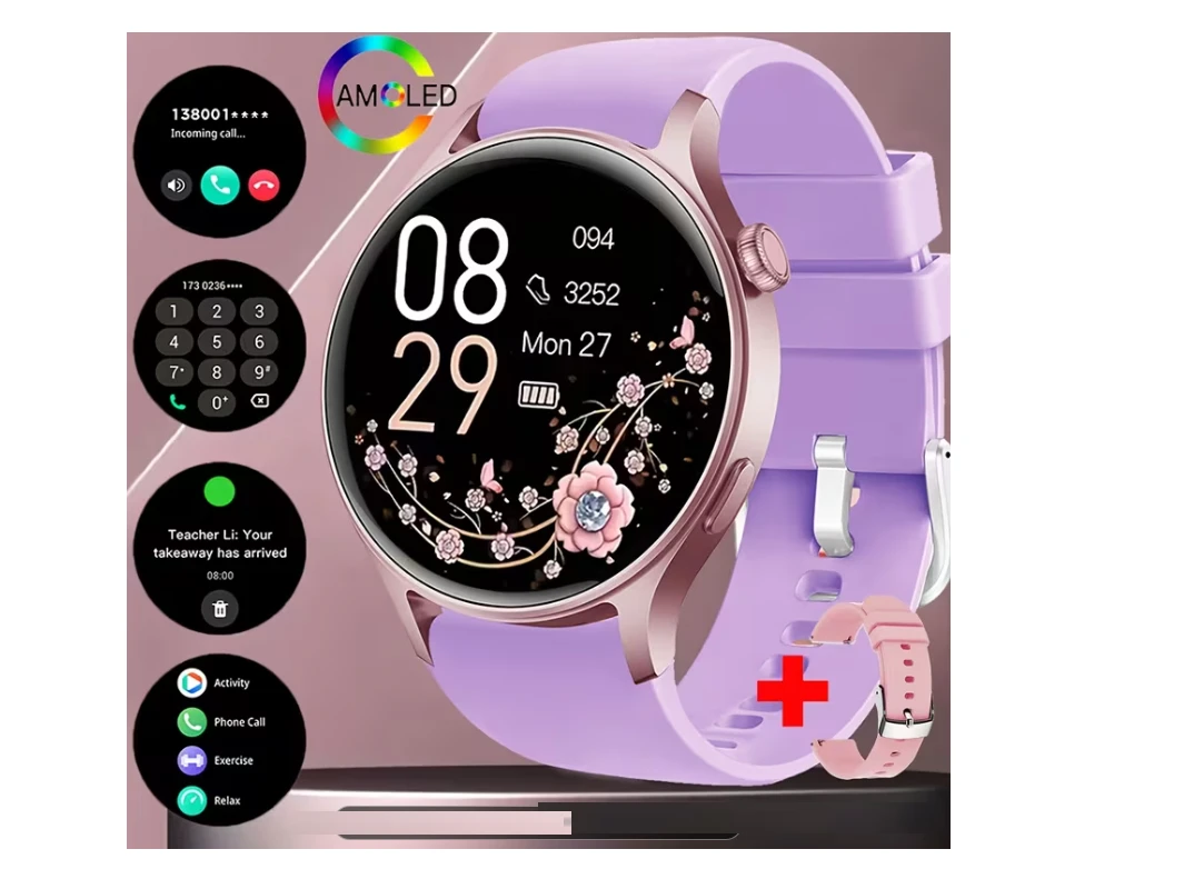 Reloj Smartwach Rosa, pulcera adicional 