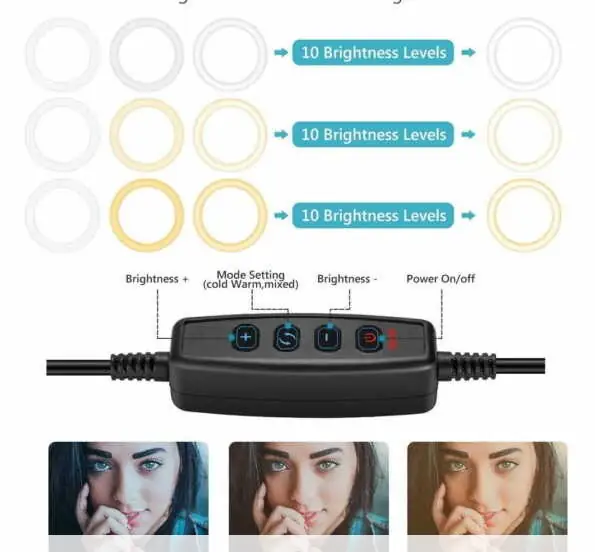 Aro Luz LED De 10 Pulgadas Con Soporte Para Mesa  3