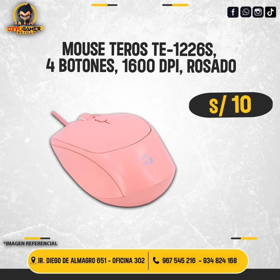 MOUSE TEROS TE-1226S ROSADO