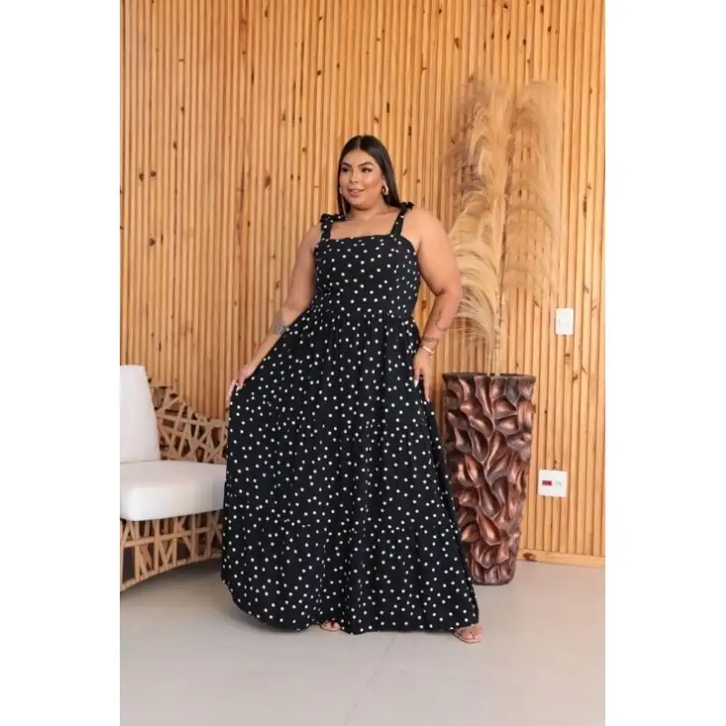 Vestido Longo Plus Size xadrez  3