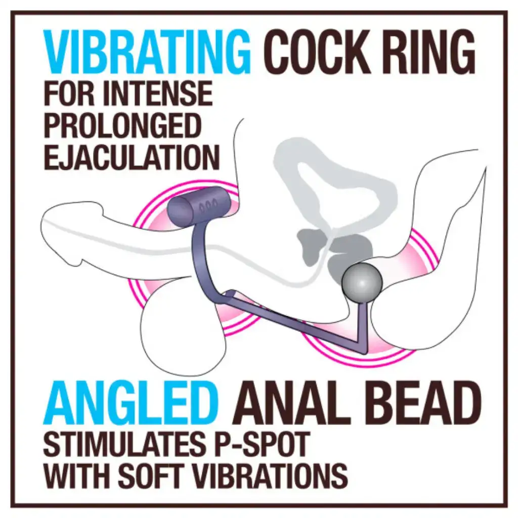 Silicone Anal Ball with Vibrating C-Ring Black 7