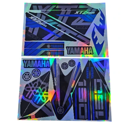 XTZ 150 Calcomanias 2025 Tornasol gris con azul